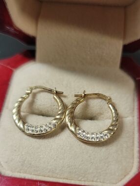 Gold-plated Crystal Hoop Earrings - Elegant Women's Jewelry
